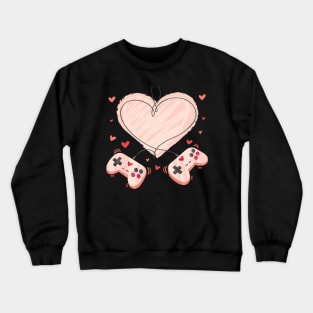 Video Gamer Valentines Day with Controllers Heart Crewneck Sweatshirt